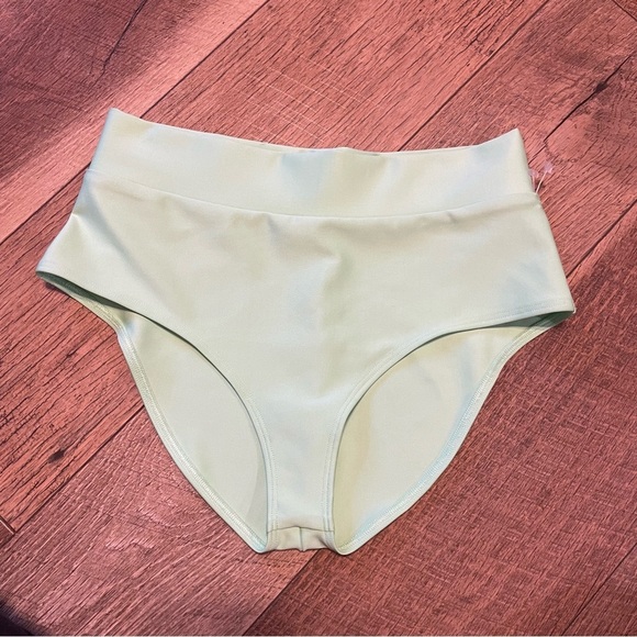 Alo Green High Rise Retro Vintage High Leg Cut Swim Bottoms UUU - Picture 1 of 3